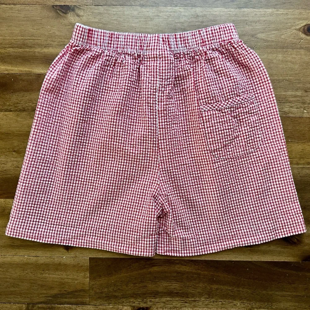 Little English Basic Red Gingham Seersucker Cotton Shorts 6
